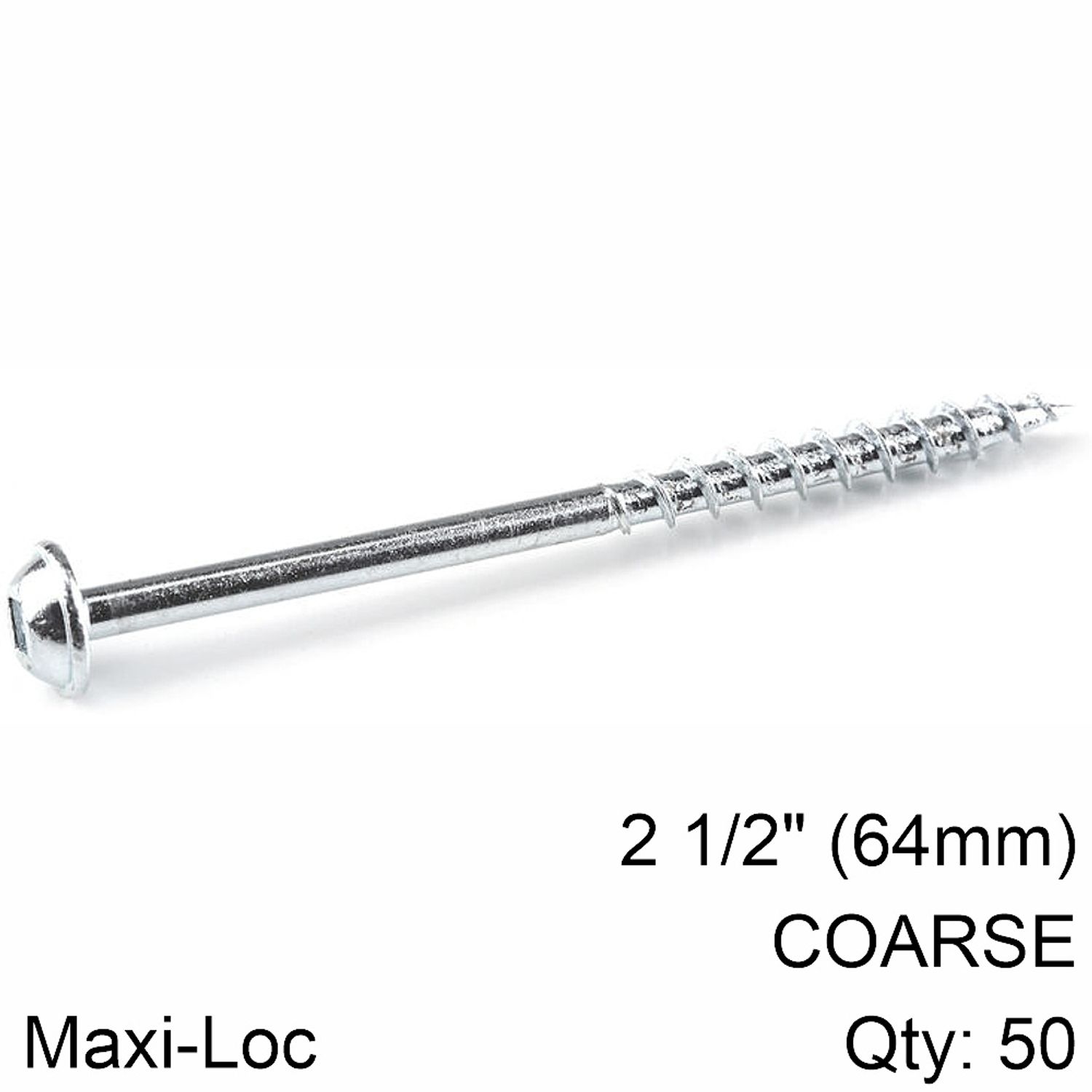 KREG Zinc Pocket Hole Screws 64mm 2.50' #8 Coarse Thread Mx Loc 50ct